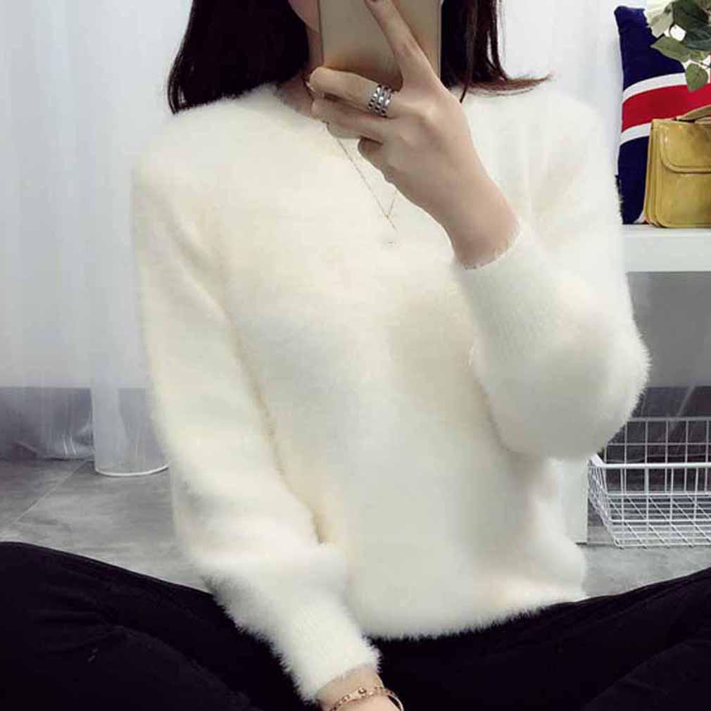 Осень и зима, новая корейская версия свитера для студенток, однотонный тонкий свободный женский трикотаж