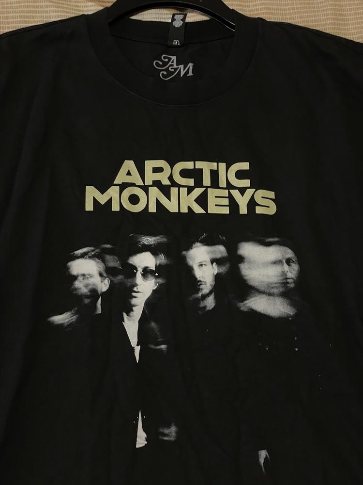 90-е Arctic Monkeys Группа Графическая черная футболка с коротким рукавом Репринт Унисекс Футболка