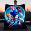 1 шт. Персонализированное фланелевое одеяло Sonic для улицы, Мягкое, Легкое, Персонализированное фланелевое одеяло, Цифровая печать,