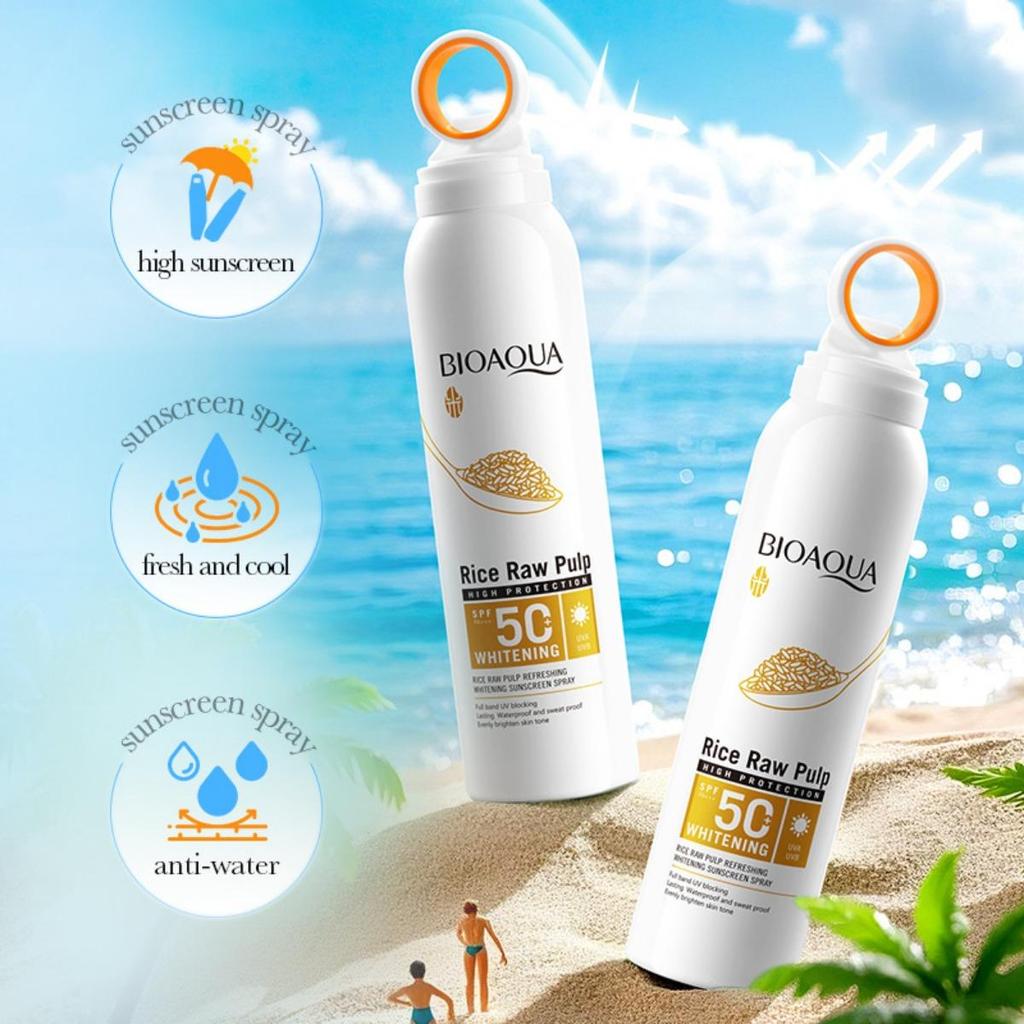 Отбеливающий солнцезащитный спрей с рисовой пастой SPF50+ Защита от ультрафиолета Солнцезащитный крем