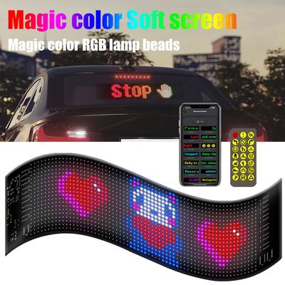 Автомобильная светодиодная матричная пиксельная панель, забавная DIY RGB-подсветка, граффити, бегущая строка, рекламный экран на лобовое стекло, управление через приложение