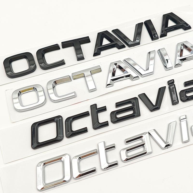 3D ABS Self Adhesive Chrome Balck Letters Logo Octavia Emblem Car Rear Trunk Sticker Badge Auto Accessories