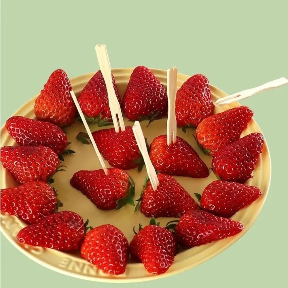 100Pcs Mini Bamboo Appetizer Forks Eco-Friendly Dessert Fork Bamboo Disposable Fork Dessert Serving