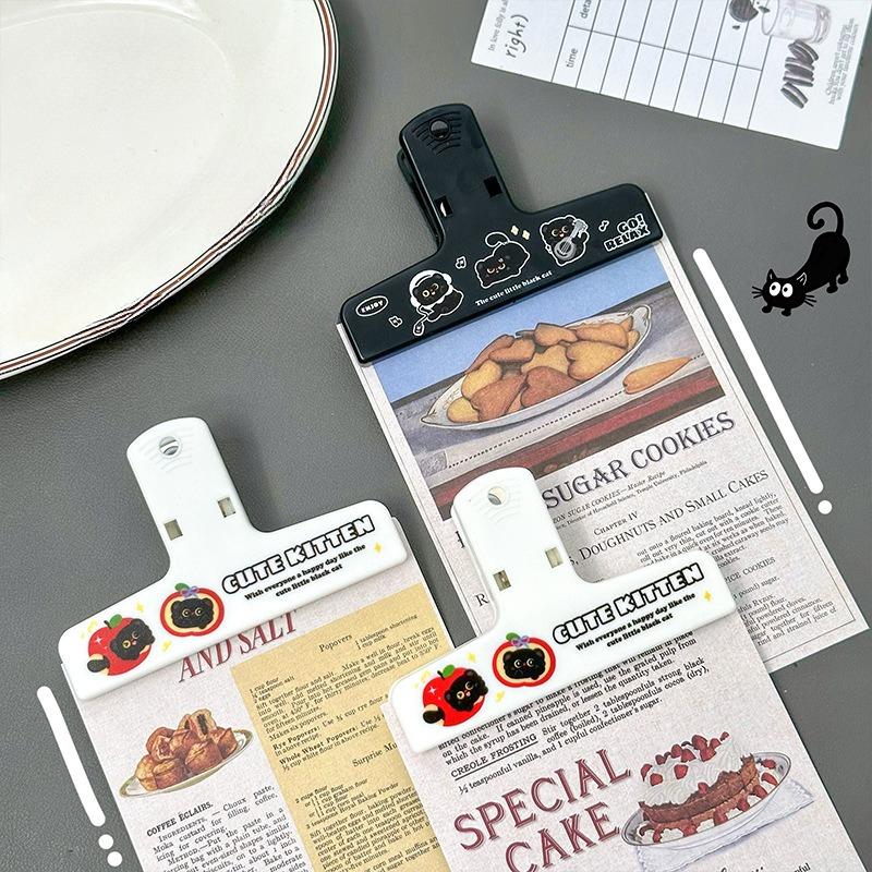 Кавайный Пластиковый Зажим в виде Черного Кота Милые Канцелярские Скрепки для Ежедневника Скрапбукинга Планера Многофункциональный Зажим для Счетов Заметок