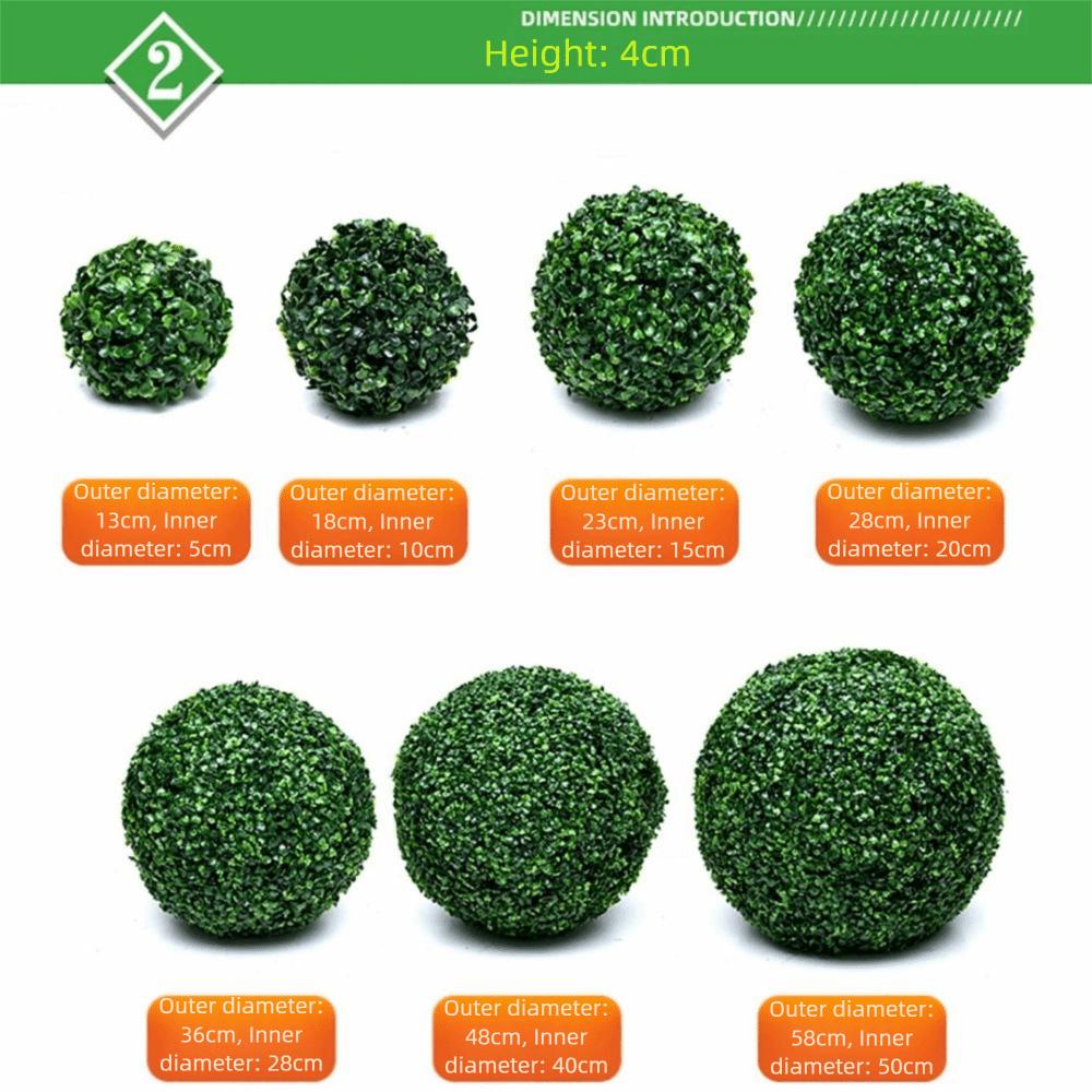 Multi-Size Artificial Green Grass Ball Green Purple Greenery Plants Ball Indoor Outdoor
