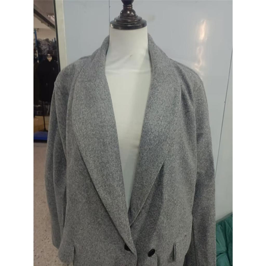 Women's Gray Long Sleeve Winter Woolen Coat