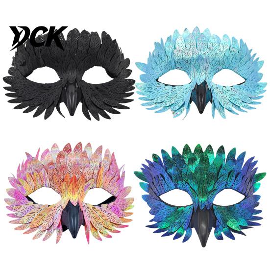 Plastic Feather Masque Bird Masquerade Masque, Iridescent Half Face Comfortable for Festivals with 3D Beak Halloween Costume, Cosplay Party