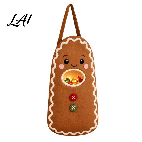 Christmas Candy Bag Bag Felt Santa Gnome Gingerbread Halter Treat Storage Tote Surprise for Kids Large Capacity Gift Packing Pouch Kids Holiday