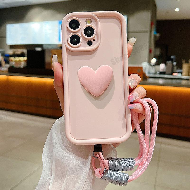 На Mi11t 11tpro Милый 3D Любовное Сердце+Шнурок Силиконовый Чехол Для Xiaomi Mi 11t pro 11i 5g Женский Матовый Мягкий Чехол Задняя Крышка Xiaomi11t