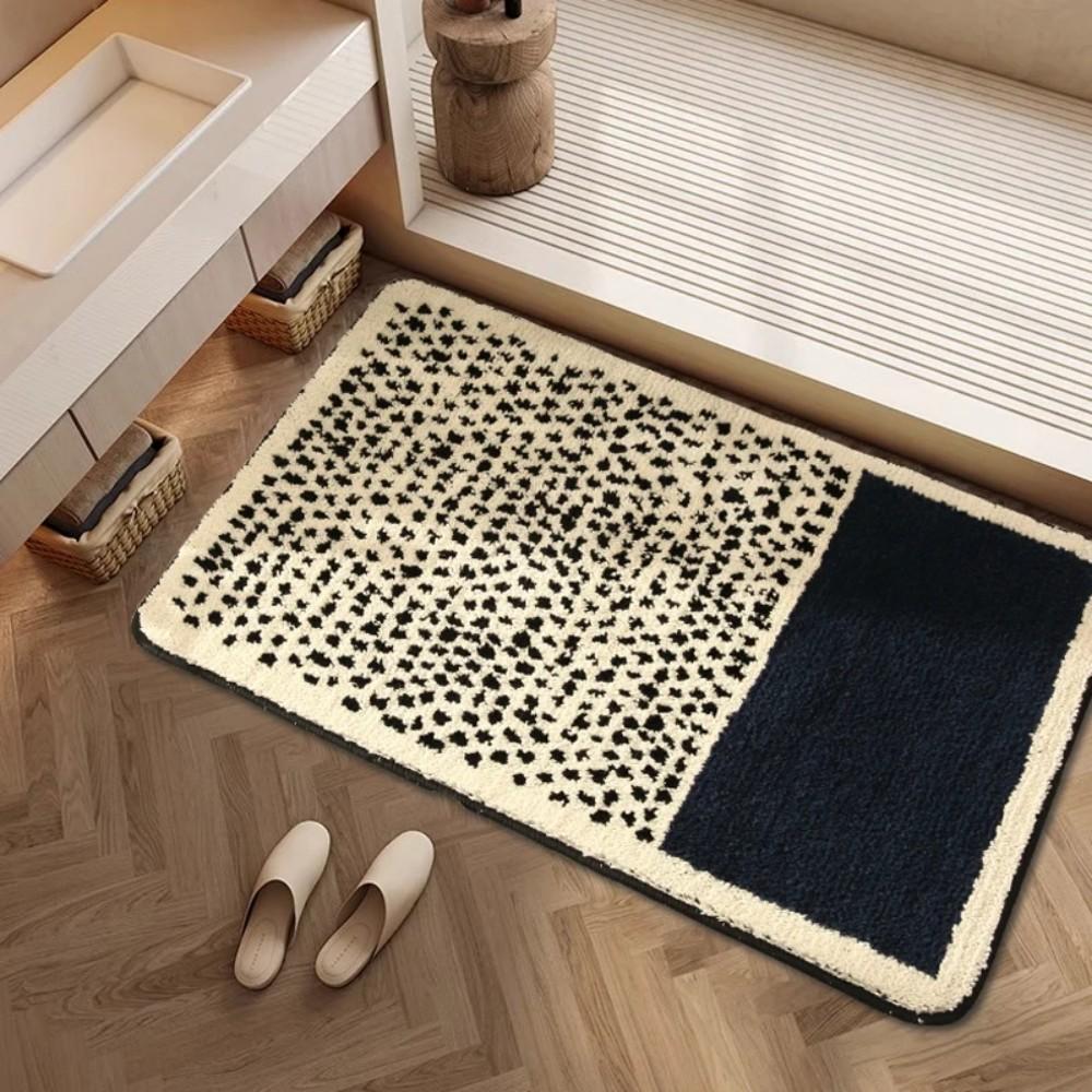 Anti Slip Absorbent Plush Carpet Nordic Ins Style Black And White Color Block Bathroom Bedroom Hallway Soft Home Rug