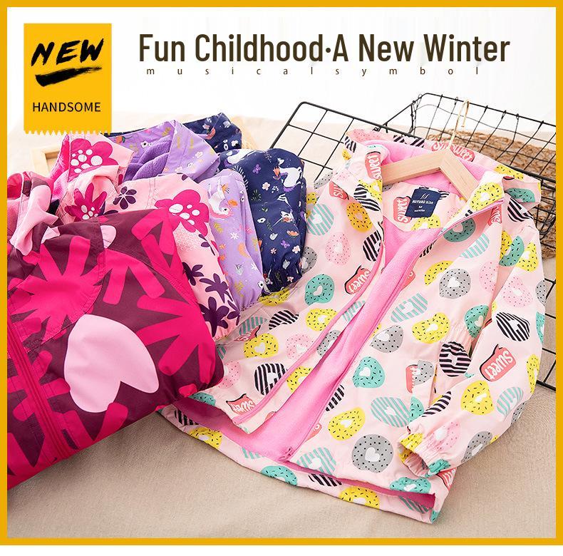 Девочковое флисовое пальто-тренч средней длины: Модная куртка-ветровка на осень/зиму