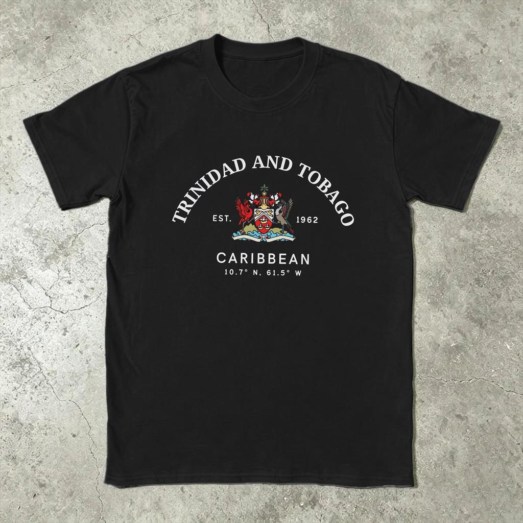Casual T-Shirt Summer Trinidad And Tobago Flag Country Map Hip Hop T-Shirts Cotton Tshirt for Men Aesthetic Top Tees