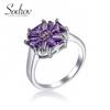 SODROV Purple Zircon Creative Flower Design Ring