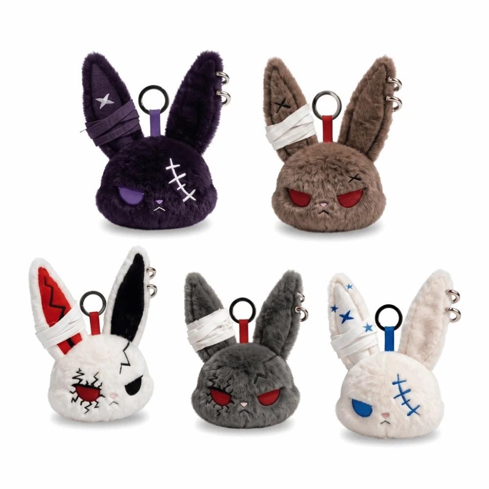 Gothic Wounded Rabbit Keyring Hoop Earrings Cute Furry Bag Pendant  Gift For Women