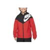 Nike Спортивная одежда Куртка с капюшоном Windrunner с принтом логотипа, цветной блок, детские куртки, университетский красный CU9301-011