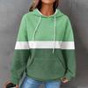 Women's Loose And Comfortable Color Blocked Printing Long Sleeved Hooded Sweatshirt