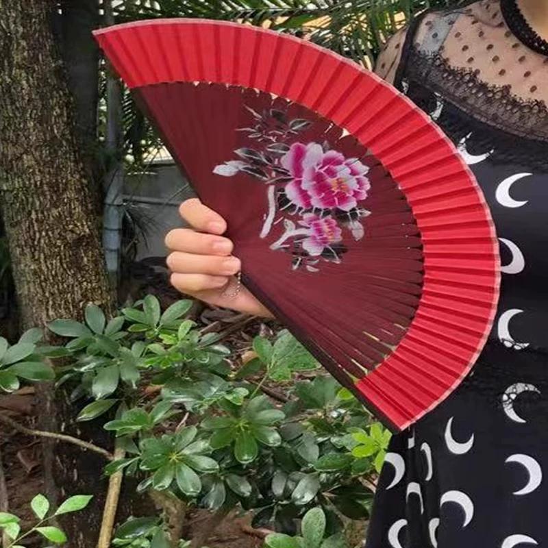 2025 Model Red Fan Portable Black Purple Yellow 7inch Flag-Patterned Ancient Style Folding Fan Chinese Style Classical Fan Green