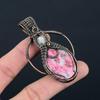 Pink Thulite & Moonstone Gemstone Handmade Copper Wire Wrap Jewelry Pendant For Women