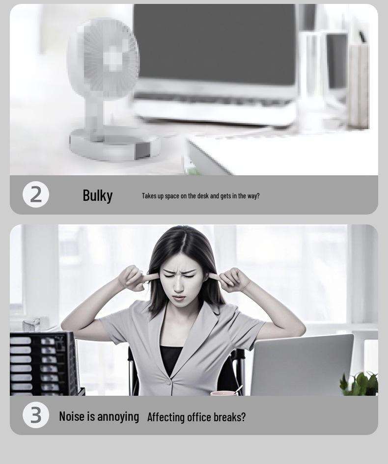 Portable USB Rechargeable Clip Fan - Powerful Large Wind Circulation for Desktop and Home Use
