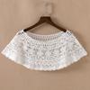 Women's Sweet White Hollow Crochet Lace Tassels Knit Wide Collar Cape Shawl EMA
