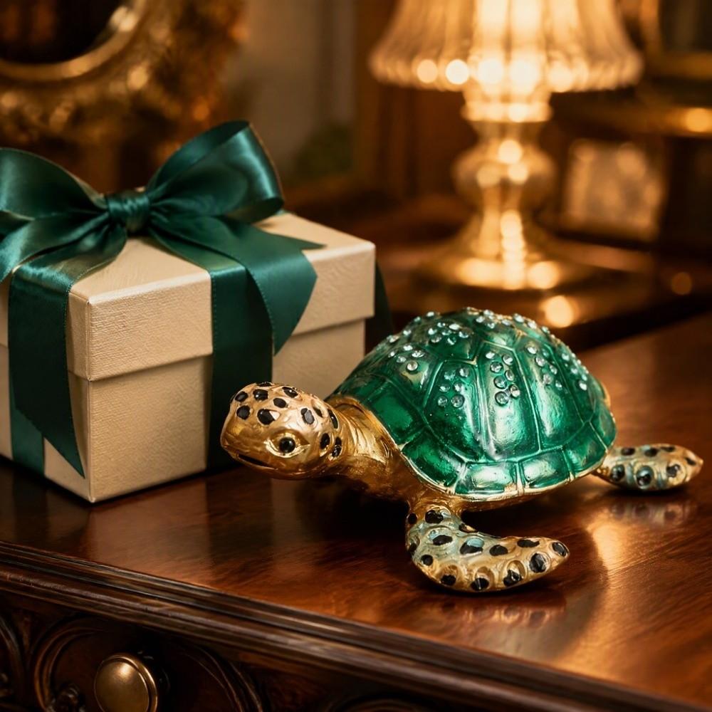 Two Color Option Turtle Trinket Boxes Zinc Alloy Material Jewelry Trinket Boxes Living Room Decor
