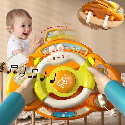 Детская электрическая игрушка-руль, дизайн мультяшного кролика, веселое моделирование вождения, идеально подходит для раннего обучения