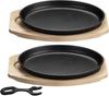 Steak Meat Plate with Cast Iron Iron Compatible with Gas IH Professional Great for Highly Retains Heat and Does Not Cool Easily of Handle, Plate,
