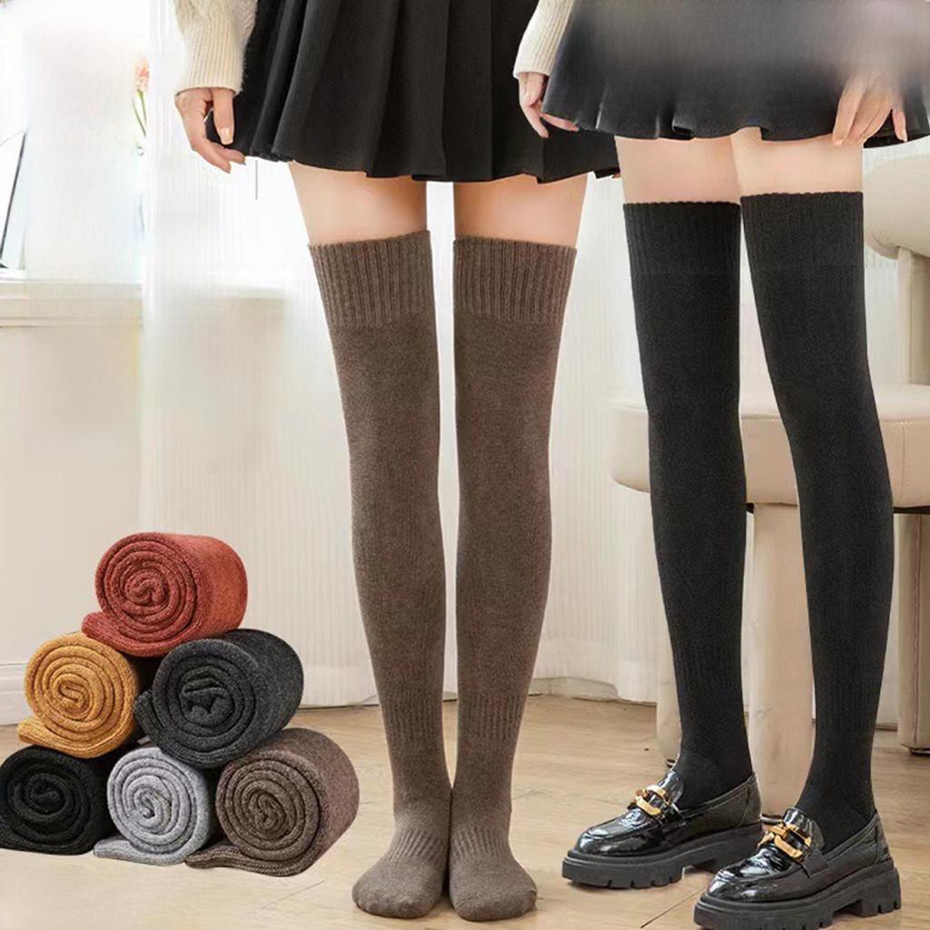 Женские толстые махровые носки выше колена, теплые зимние носки и леггинсы