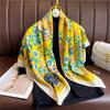 New Silk Scarf Twill Silk Scarf Korean Style Floral Large Shawl 90cm Square Scarf Versatile Scarf Sunscreen Headscarf