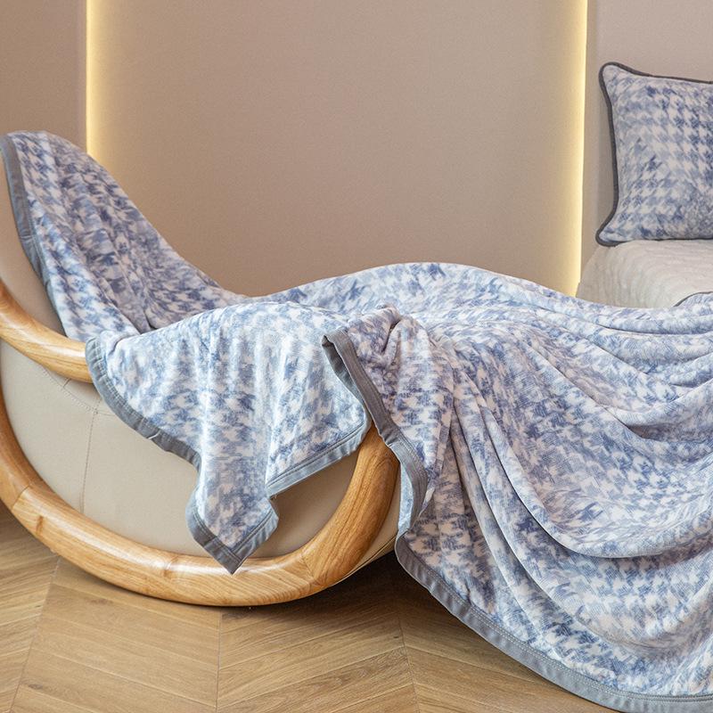 Двусторонняя флисовая плед-одеяло из молочного велюра: Офисный сон, Диван, Толстый, Теплый стиль