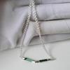 Natural Raw Green Tourmaline Gemstone 925 Sterling Silver Leaf Necklace , Gift