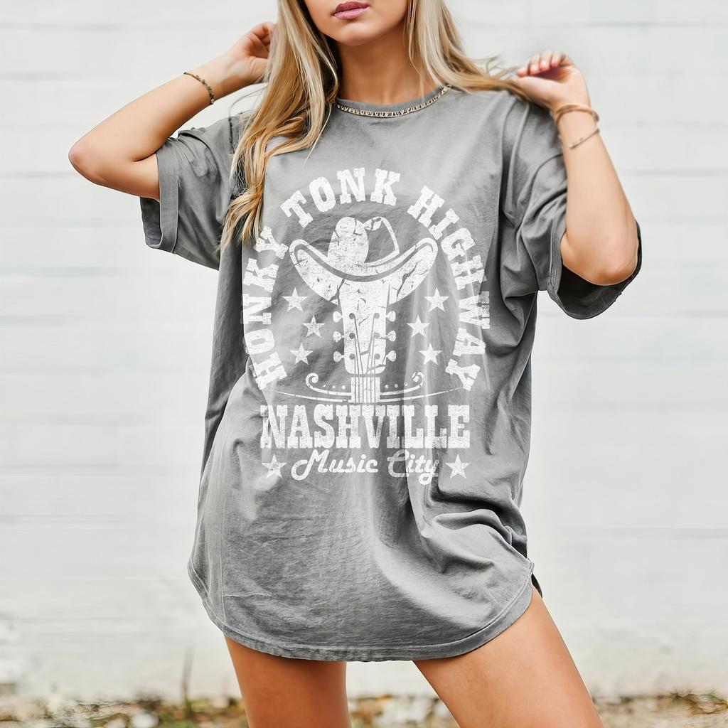 Nashville Tee, Honky Tonk Highway Tee, Comfort Colors T-shirt, Music City, Tennessee Tee, Vintage Inspired Cotton T-shirt, , Unisex Tee,