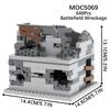 Вторая мировая война MOC Руины Строительные Блоки Разрушенный Дом Военная Сцена Перестрелка Страж Заброшенная Стройка Кирпичи Сборка Игрушки Подарок для Мальчиков