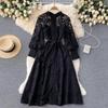 2021 Autumn French Retro Fairy Long Sleeve Slim Lace Dress