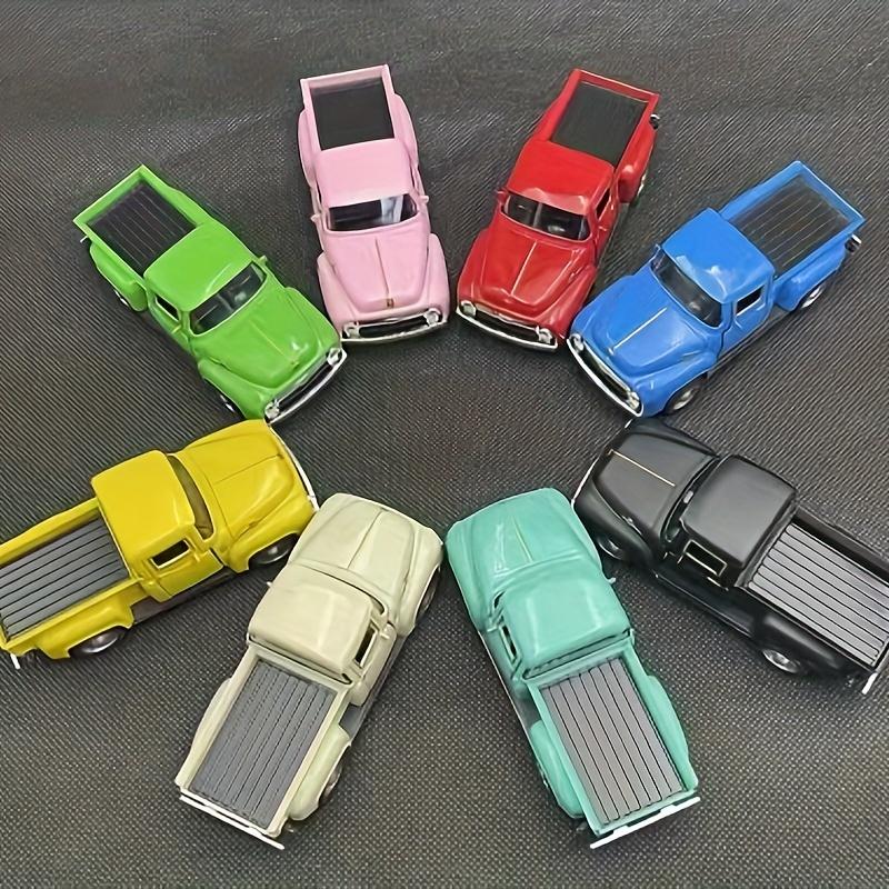 Винтажная розовая и красная классическая модель автомобиля с хромированными акцентами - ретро-украшение пикапа из сплава металла с открывающимися дверями и капотом, аккумулятор