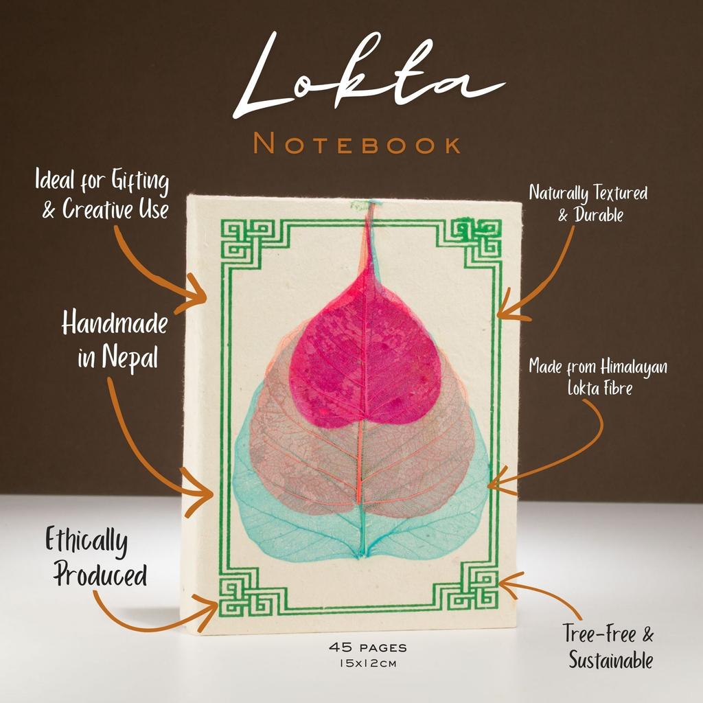 Bodhi Leaf Lokta Paper Notebook Handmade Nepal 15×12cm