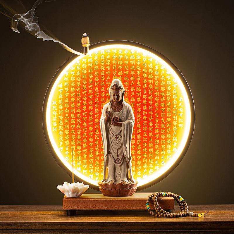 Guanyin Bodhisattva Buddha Statues Ceramic statues Lamp Circle For Living Room Incense Porch Home Decor Custom Feng Shui Statue