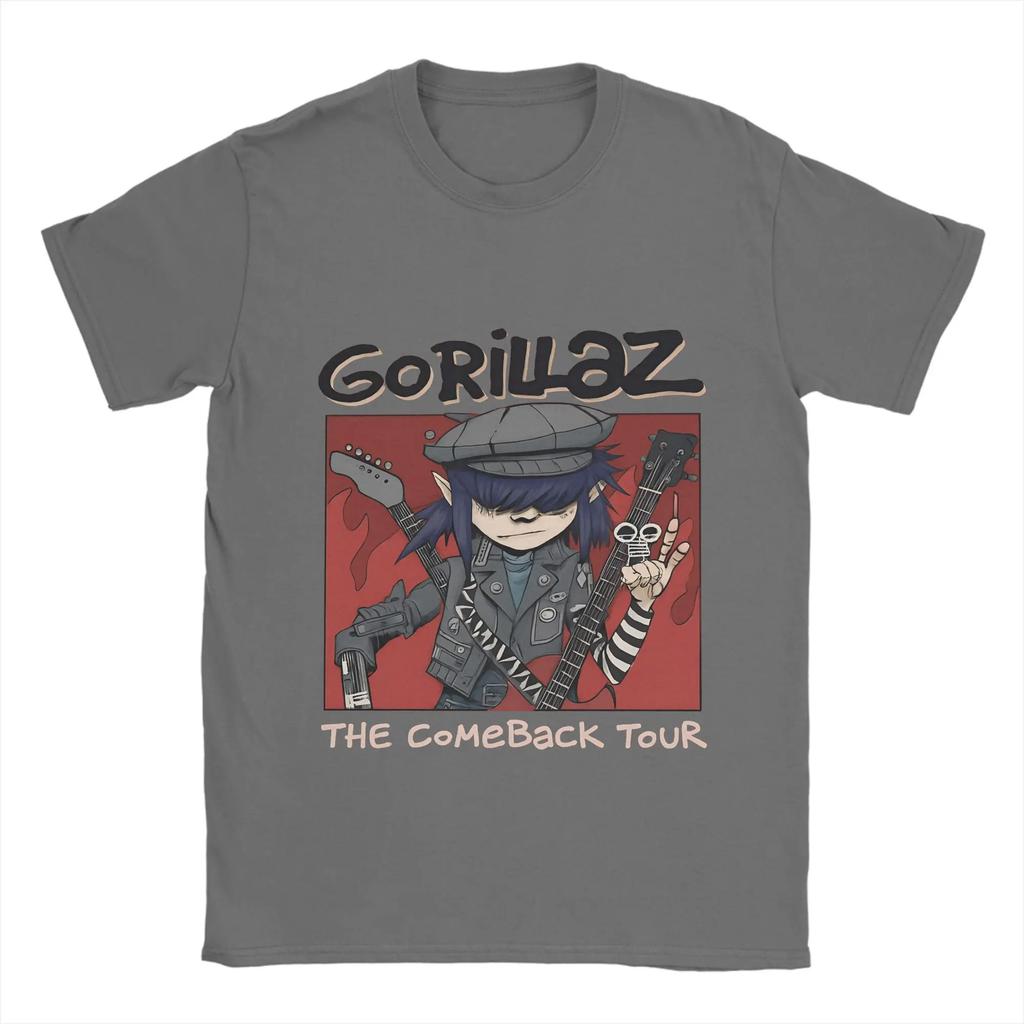 Мужские футболки Gorillazs Потрясающая футболка с коротким рукавом и круглым вырезом Чистый хлопок Уникальные женские топы
