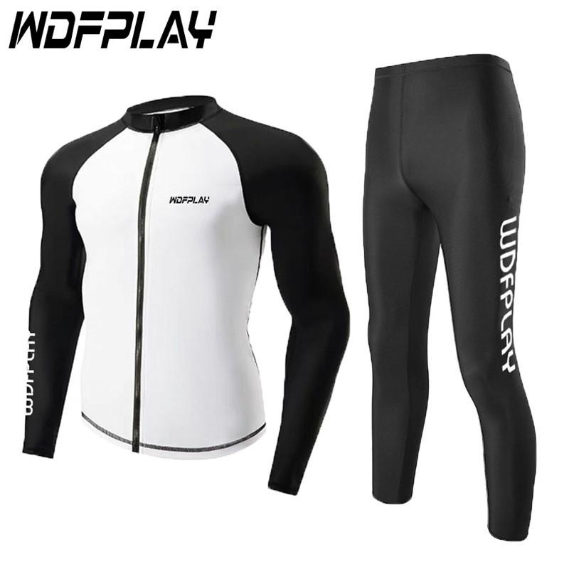 Womens UV Protection Rash Guard Set Long Sleeve Top Pants Surfing Snorkeling Diving Water Sports