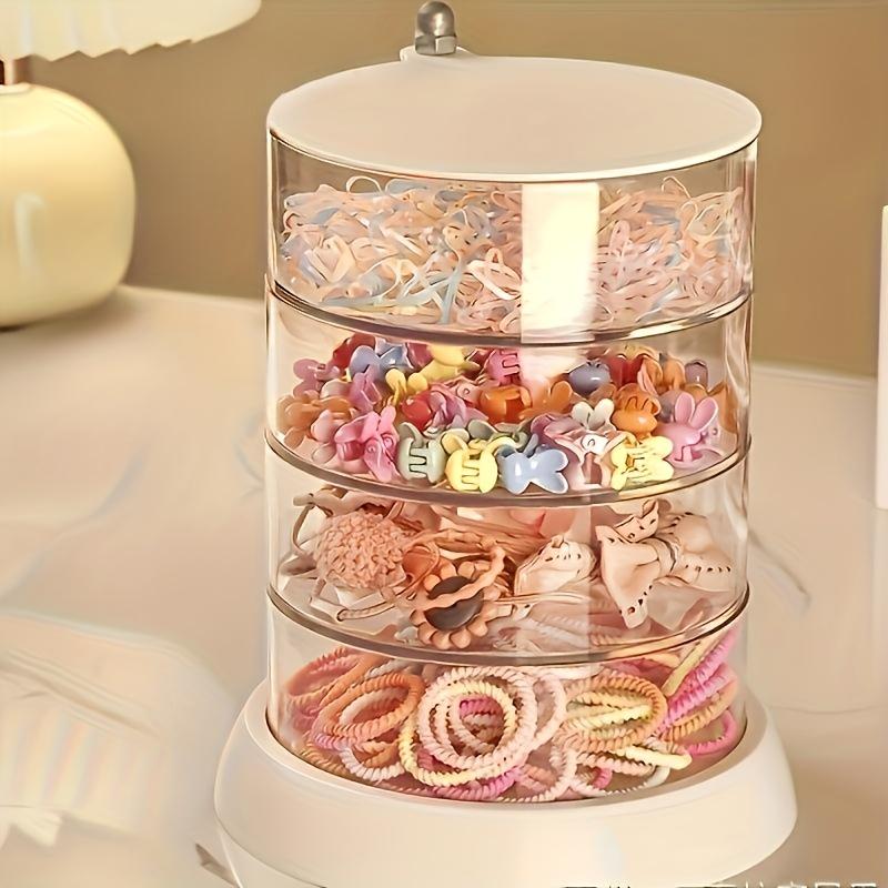 1 шт. Многослойный вращающийся на 360° органайзер для украшений и макияжа, коробка для хранения украшений, прозрачный органайзер для повязок на голову для туалетного столика, коробка для хранения аксессуаров для волос