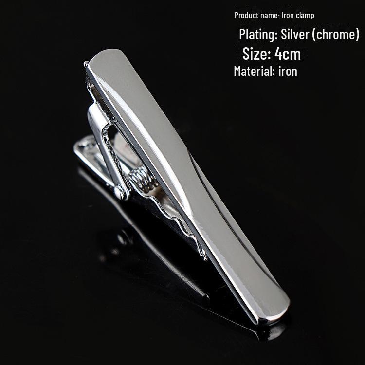 Корейский мужской серебряный формальный зажим для галстука - простой дизайн линии 4 см, идеальный подарок на праздник