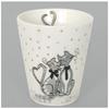 [A0267] - White Gray 'Cats' Porcelain Cup - 75x65 Mm