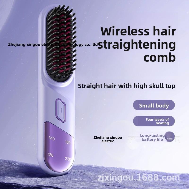 Cepillo alisador de pelo inalámbrico portátil mini peine iónico recargable para viaje
