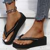 Fashion Women's Fashion Wedge Flip Flops Lightweight Clip Toe Platform Sandals Woman Summer Thick Sole Comfort Beach Slipeprs Plus Size