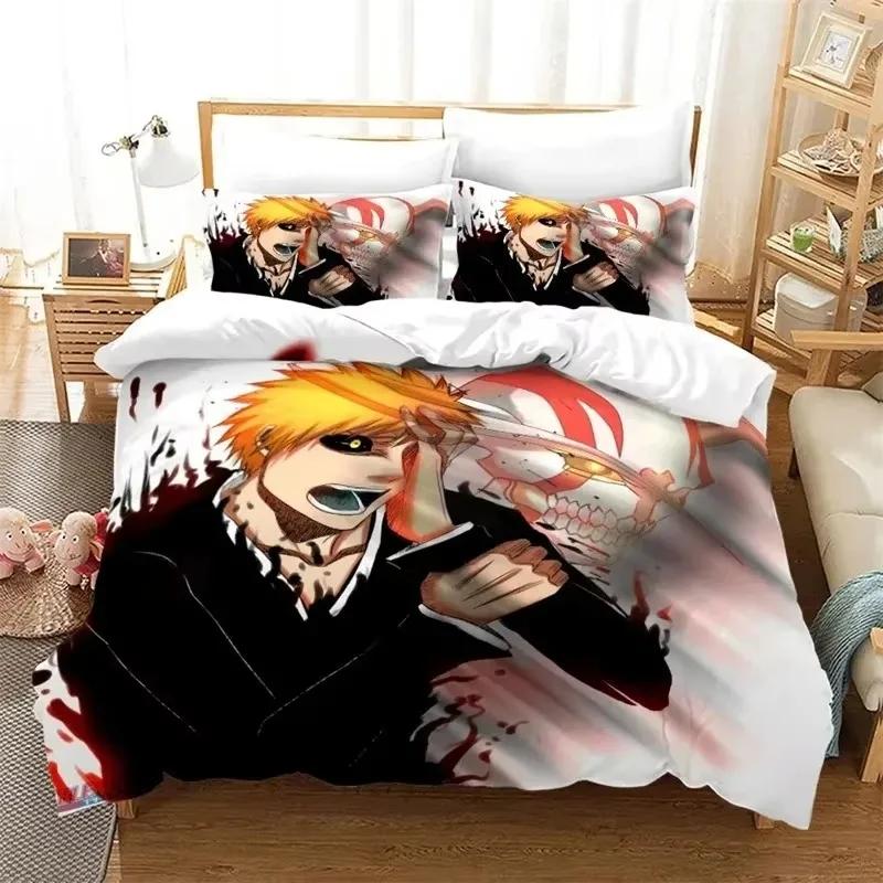 Аниме Bleach Kurosaki Ichigo Комплект постельного белья для мальчиков и девочек Twin Queen Size Пододеяльник Наволочка Кровать Дети Взрослый Домашний Текстиль Текстиль