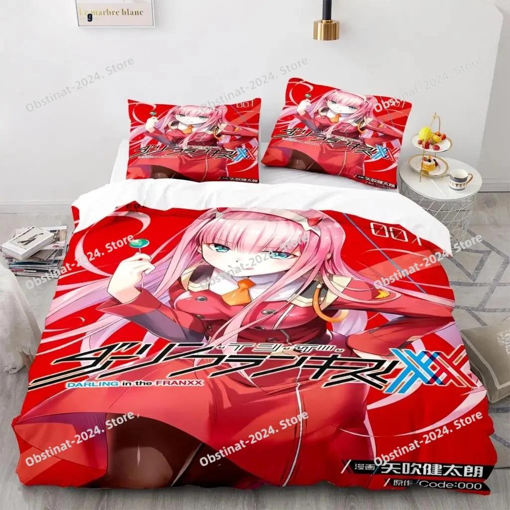 Постельное белье Darling In The Franxx С принтом Наволочка Пододеяльник Односпальный Двуспальный Queen Super King Размер Для Взрослых Детей Спальня
