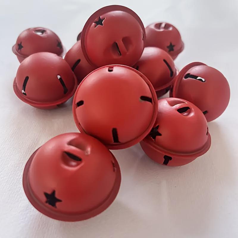 24 шт. Винтажные красные рождественские колокольчики, 3,99 см, металлические с вырезами в виде звезд, идеально подходят для украшения елки, вечеринки, дома