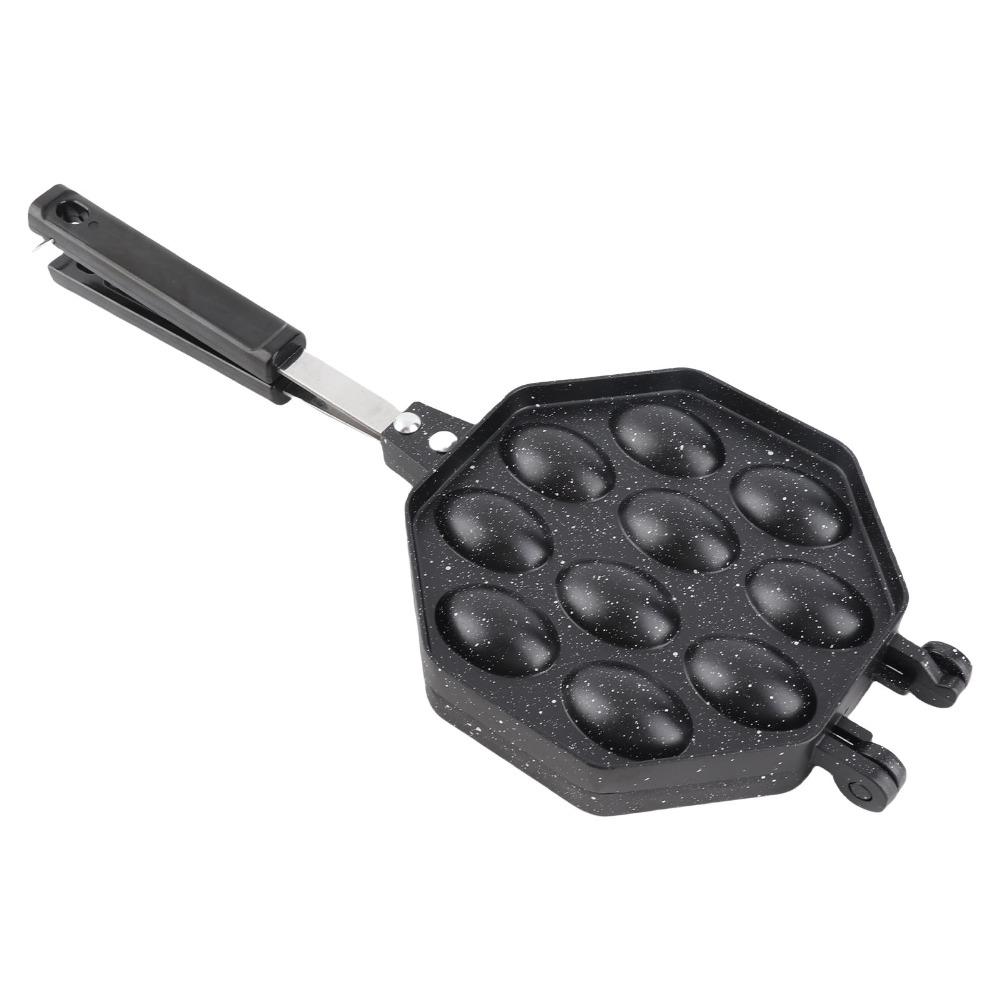 Anti-Scald Handle Egg Waffle Pan Non-Stick Coating Stovetop Waffle Pan Breakfast