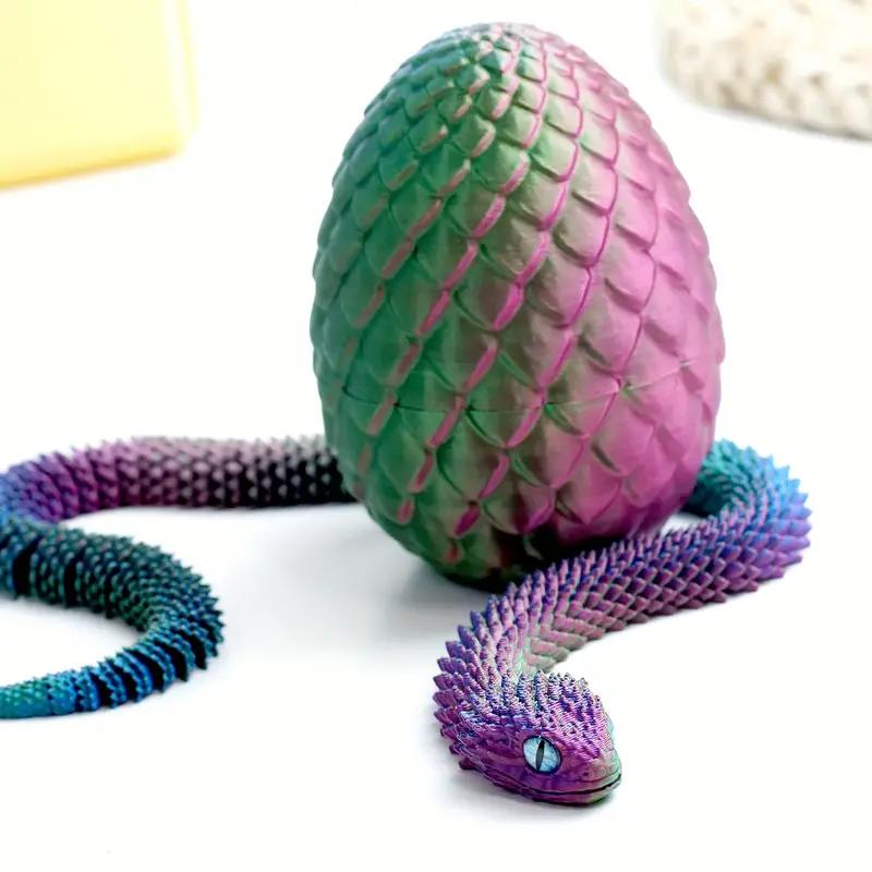 3D Printed Articulated Snake and Egg Ornament