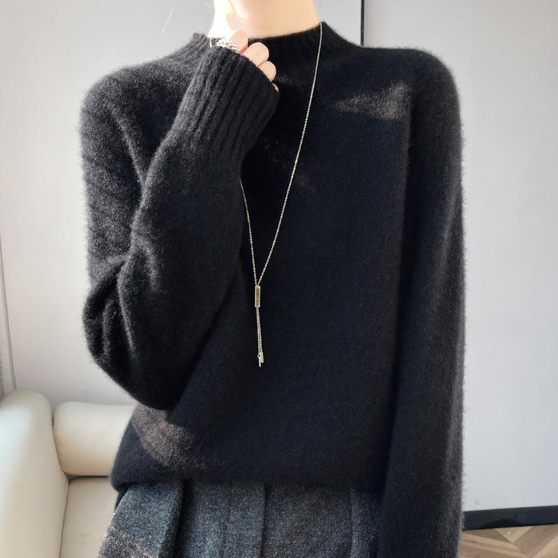 Women's Cashmere Sweater Qinghe Cashmere 30% Cashmere 70% Wool Women's Autumn and Winter Cashmere Pullover Soft and Warm